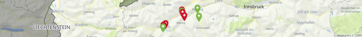 Kartenansicht für Apotheken-Notdienste in der Nähe von Wenns (Imst, Tirol)